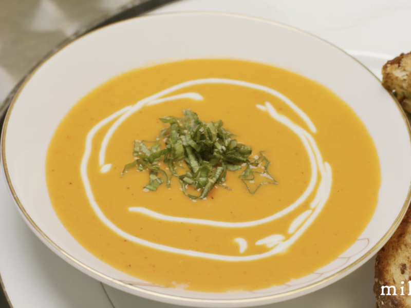 Easy creamy vegan tomato soup recipe by Chef Stacey Dougan