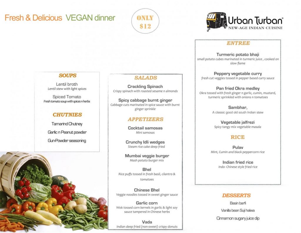 Join Vegans, Baby for the launch of Urban Turban's new vegan Indian food buffet on Tuesday April 11, to benefit One Family Animal Sanctuary